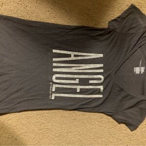 Victoria's Secret Black T-Shirt with Silver 'Angel' Print